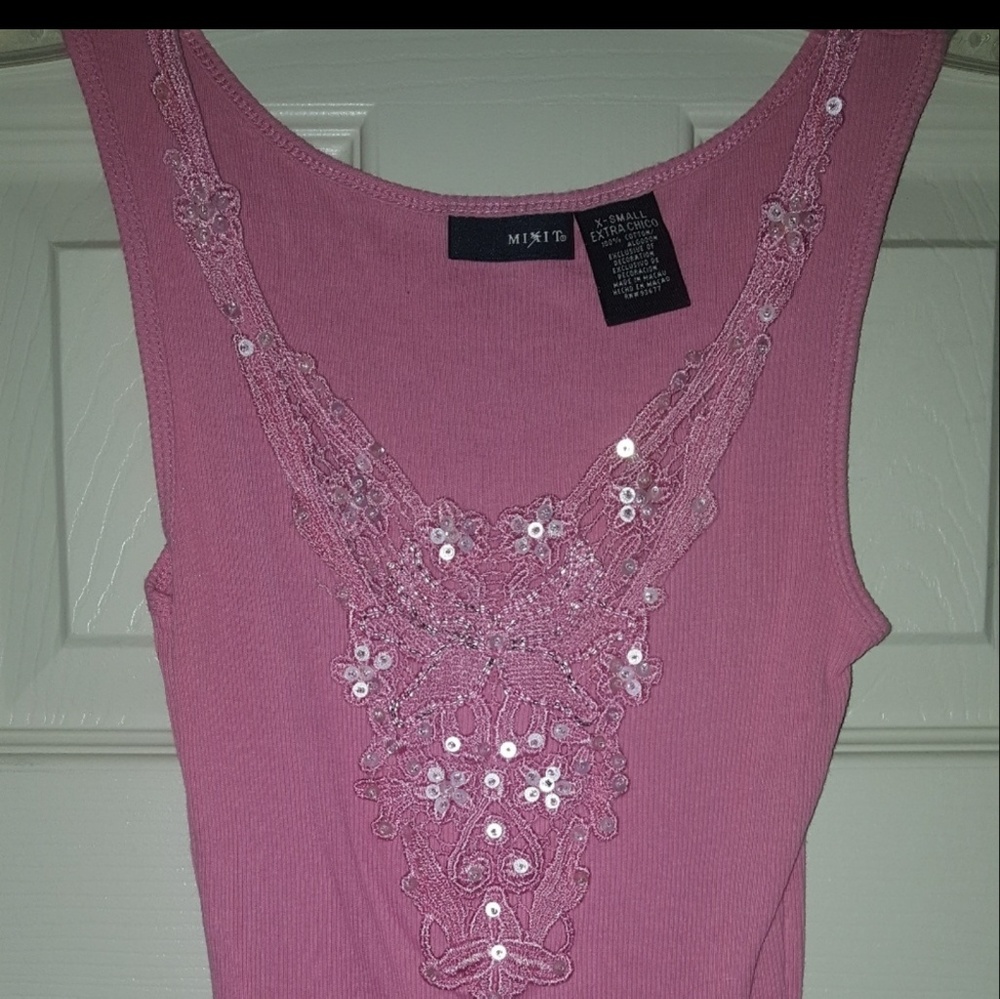 MIXIT Pink Tank Top with Beading